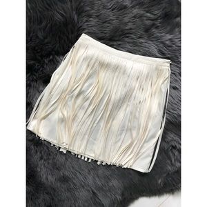 Tobi Sweet rain cream fringe mini skirt